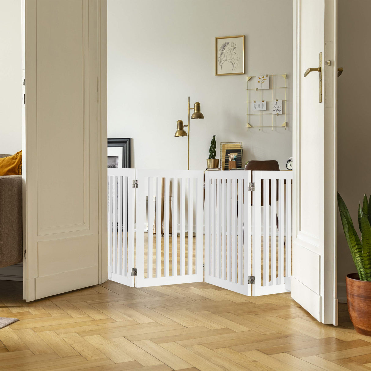 Relaxdays Barrera de Seguridad, Reja Ajustable para Perros, 1 Ud, 70x206,5 cm, Protector de Chimenea, MDF, Blanco, Tablero de Fibras