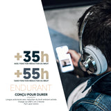 ECHO Head Band - Auriculares de Audio inalámbricos ANC, Color Gris Metal, reducción de Ruido Activa, diseño de Arco, Calidad de Sonido Premium