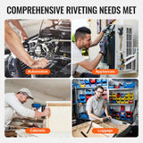VEVOR Remachadora Neumática con Fuerza de Tracción de 20,2 KN, Alta Resistencia para Herramientas Mecánicas, Construcción, Mejoras en el Hogar, con 13 Piezas de Punta de Tamaño, 250 x 115 x 280 mm