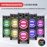 PYLE Altavoz Bluetooth, PA, 2000W, Portatil, Recargable, Exteriores, Subwoofer de 10”, Tweeter de 1”, función de grabación, micrófono, Luces de Fiesta, Radio USB/SD
