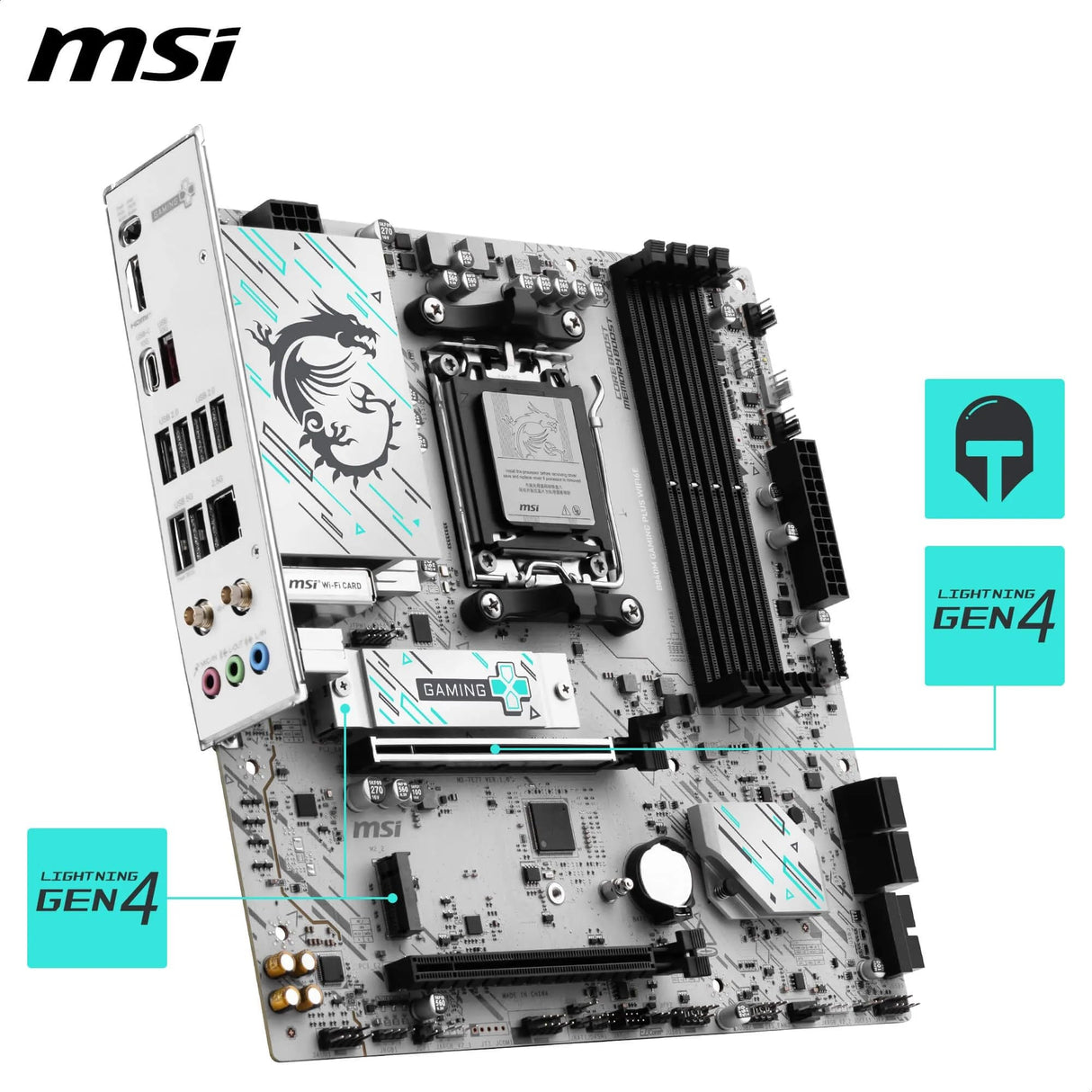 MSI Placa Base B840M Gaming Plus WIFI6E, mATX. Soporta procesadores AMD Ryzen 9000/8000/7000, AM5 - DDR5 Memory Boost 8000+ MT/s (OC), PCIe 4.0 x16, M.2 Gen4, Wi-Fi 6E, 2.5G LAN