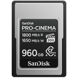 SanDisk Pro-Cinema CFexpress Type A Tarjeta de 960 GB (hasta 1800 MB/s de Velocidad de Lectura y hasta 1650 MB/s de Escritura, 4K, 6K, 8K, VPG200)
