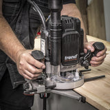 Trend T12 Kit de Inicio Definitivo para Fresado, T12EK/EU Fresadora de Inmersión de Velocidad Variable (2300W, 12mm, 230V), Juego de 6 Fresas de 12mm, Máscara y Gafas, T12/START/SET/E