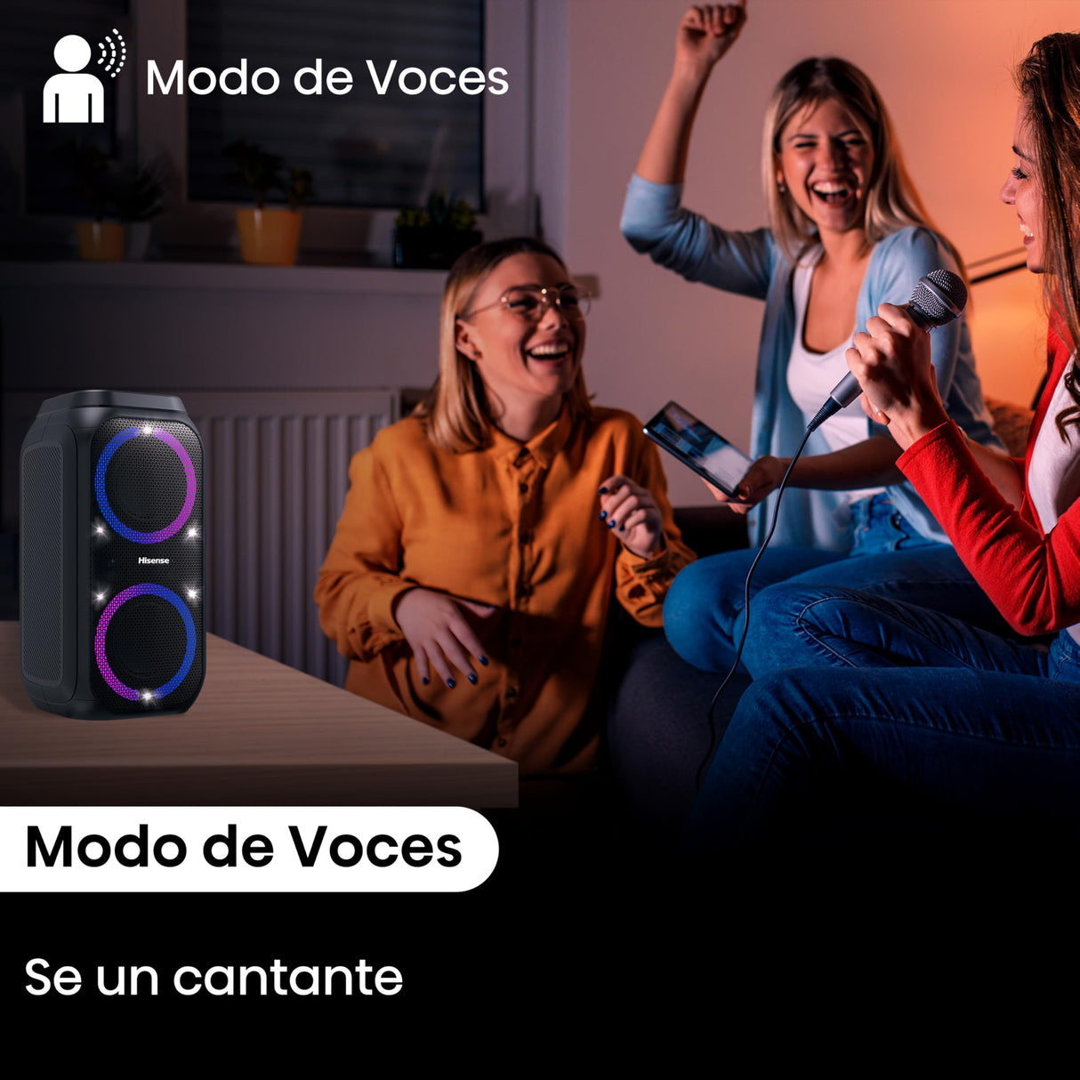 Hisense HP160 Party Rocket - Altavoz Portatil, Modo Karaoke, 160W, 5 Efectos de Luz, Batería de hasta 12 Horas de Duración, Modo Dual (2 Altavoces), Plug and Play, Bluetooth, AUX, USB, IPX4