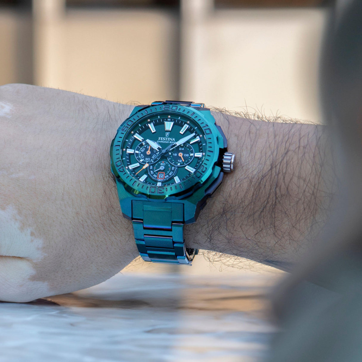 Festina Reloj Hombre Analógico de Acero Inoxidable 316l Verde - Movimiento de Cuarzo - Cronógrafo - Calendario - Cristal Mineral de Alta Resistencia - Resistente al Agua 20 ATM F20730/1 Chrono Bike