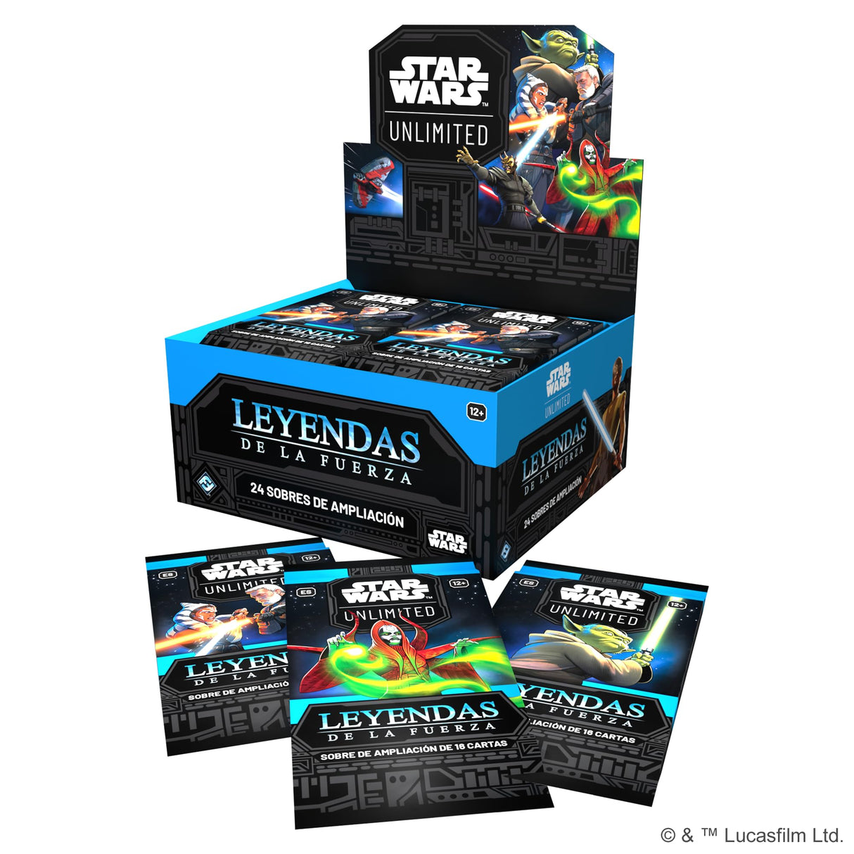 Fantasy Flight Games Asmodee FFG Star Wars Unlimited Juego Coleccionables Leyendas de la Fuerza, 24 Sobres de 16 Cartas, TCG a Partir de 12 Años, para 2 Jugadores, Español, Multicolor SWH0502ES
