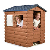 FEBER - Camping Cottage, cabaña de Juegos, una casita de Juguete Inspirada en la Naturaleza y con Aspecto de Madera, con Ventanas y Puerta abatibles,niños y niñas a Partir de 1año, Famosa (FEB05000)