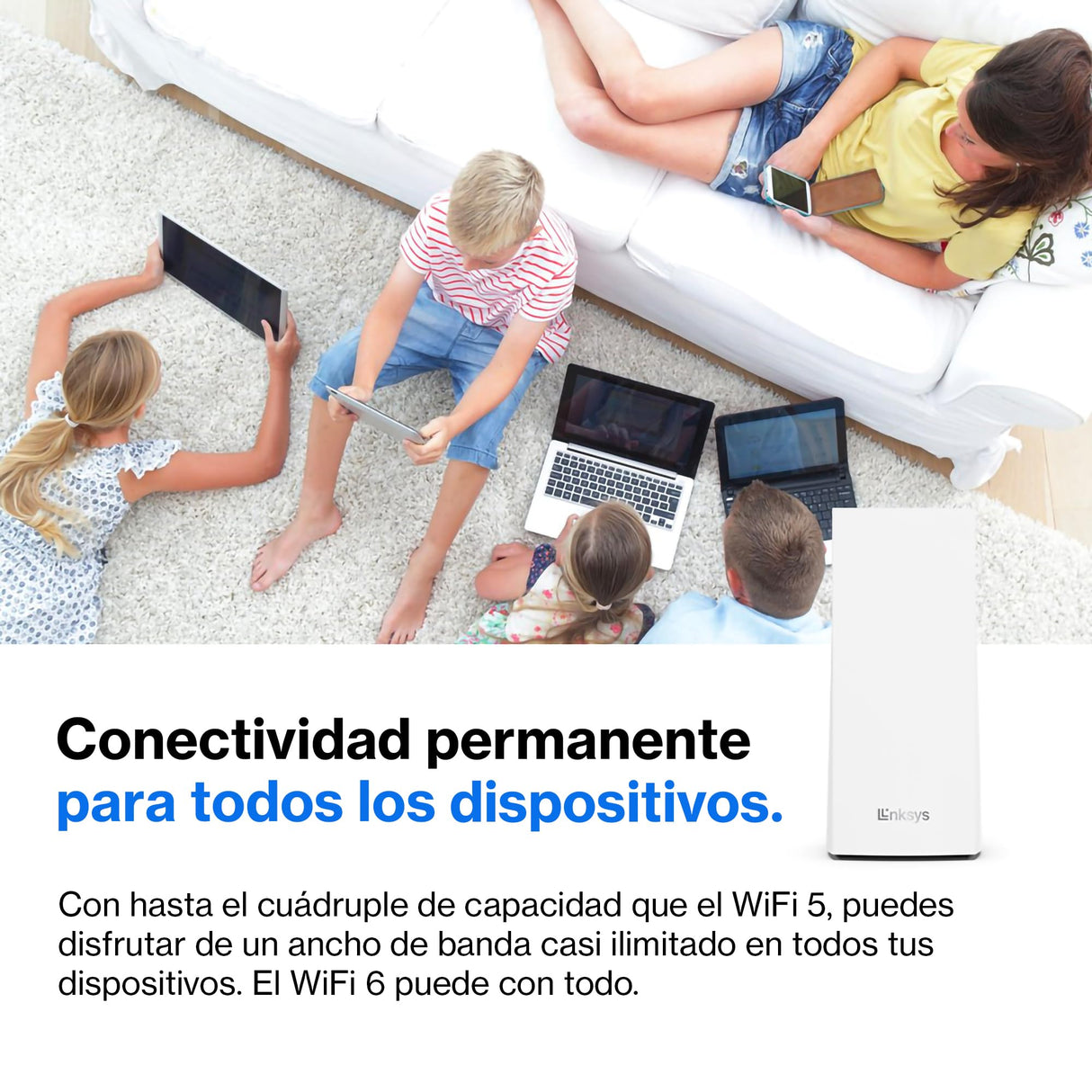 Linksys Velop MX4200 sistema WiFi 6 mesh tribanda (AX4200), router WLAN, repetidor, extensor con hasta 260 m² de cobertura, 3,5 veces más veloz, más de 40 dispositivos, paquete de 1, blanco