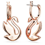 Swarovski Pendientes Swarovski Iconic Swan, Cisne, Rosas, Baño tono oro rosa