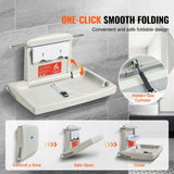 Cambiador de Pared Plegable de Plástico HDPE Mueble Cambiador Carga Máxima de 20 kg con Correa de Seguridad Plegado Rápido con Un Solo Toque Instalación Fácil para Bebé, 86x56,5x50 cm