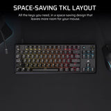 Corsair K70 Core TKL RGB Tenkeyless Teclado mecánico para Juegos – Interruptores lineales MLX Red v2 Pre-Lubricados - Doble Baja Silenciación de Ruido – Teclas de Doble Disparo ABS – QWERTY NA