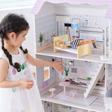 Olivia's Little World Grande Casa de Muñecas de Madera con 3 Niveles con Jardín para Niños y 16 Accesorios y Muebles para Muñecas de 30 cm