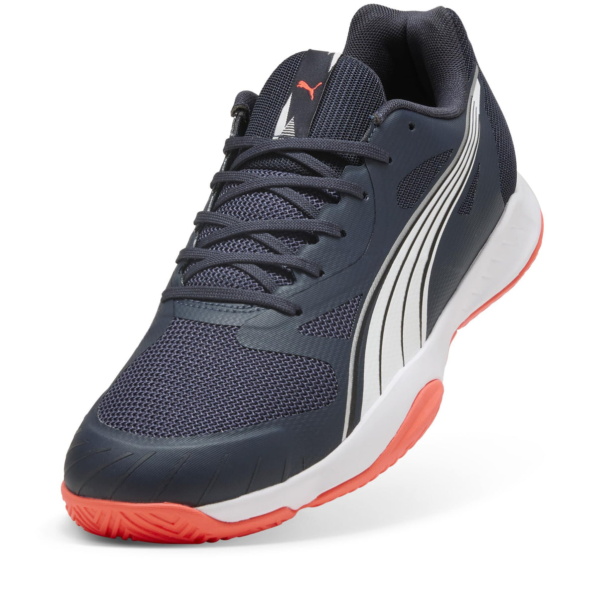 PUMA - Eliminate Turbo, Zapato de Tribunal Interior Unisexo, Parisian Night-PUMA White-Glowing Red,
