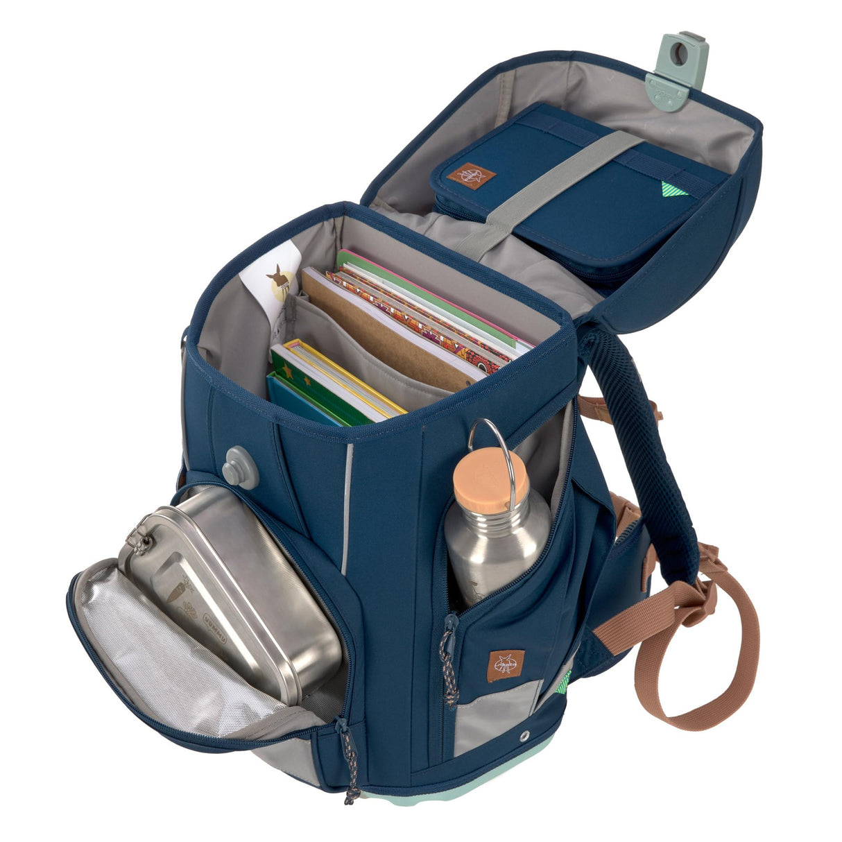 LÄSSIG Juego de mochilas escolares de 7 piezas para niños/ School Set Boxy Unique, navy