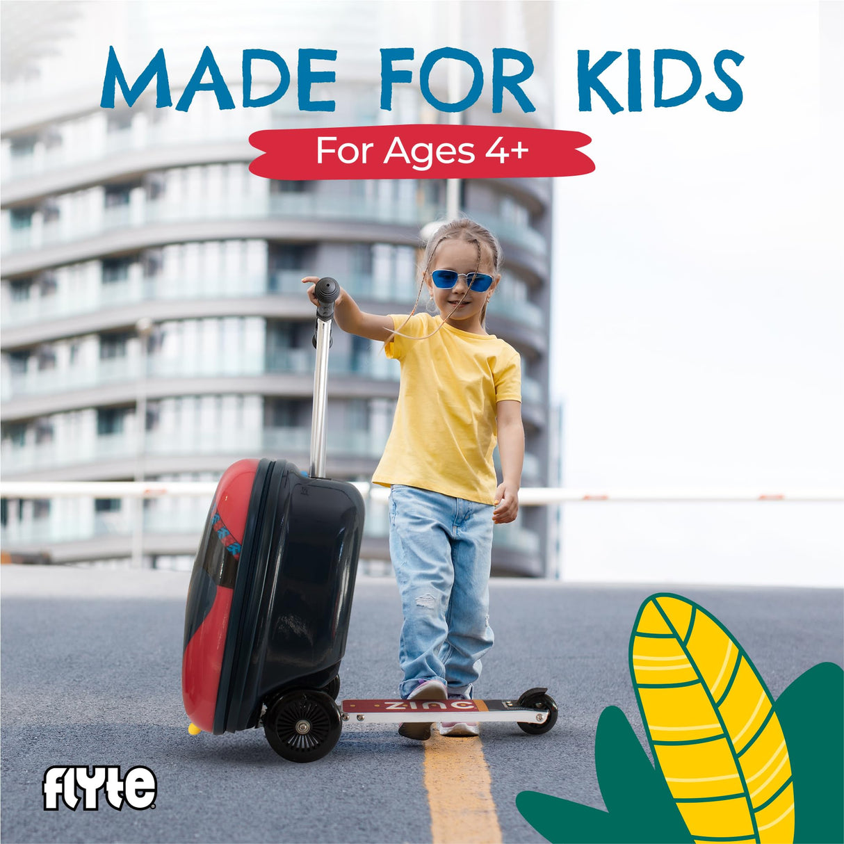 Flyte Scooter Maleta Plegable para niños – Perry el pingüino, Carcasa rígida, Paseo con Ruedas, 2 en 1, 18 Pulgadas, Capacidad de 25 litros, Red, 18-Inch, Perry el pingüino