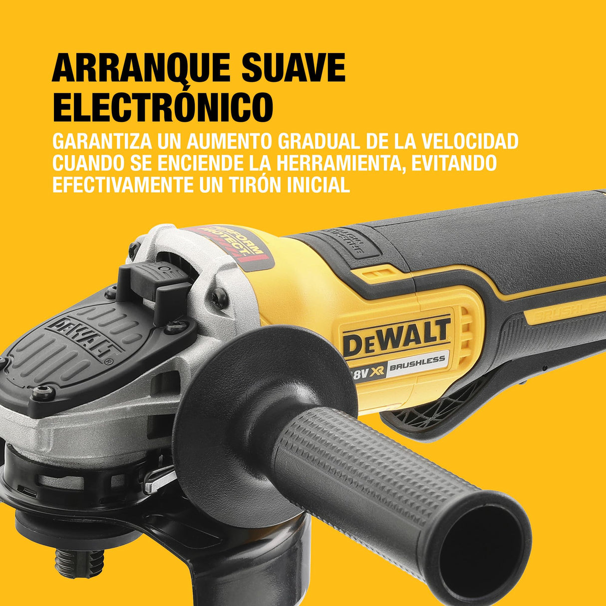 DEWALT Amoladora angular sin escobillas de 125 mm con interruptor tipo paleta de 18V XR - Solo herramienta en TSTAK, DCG406NT-XJ