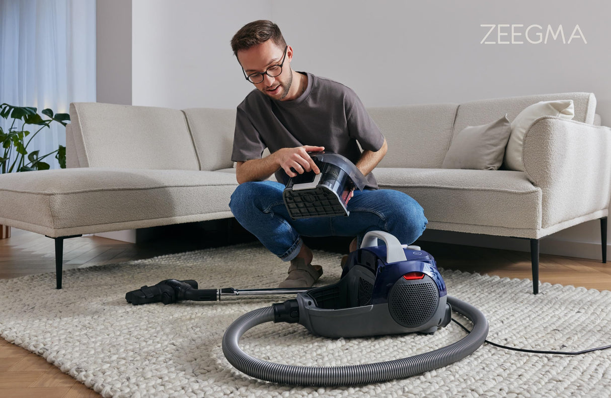 ZEEGMA ZONDER VERRE FLOW Aspiradora Sin Bolsa 2 Filtros Higiénicos Para Alérgicos Succión 21000 Pa, Cepillo para Parquet, Turbobrush, 800 W Cable 9m, Funcionamiento Silencioso Cartuchos Aromáticos