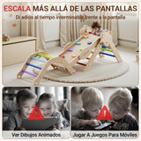COSYLAND 8 en 1 Triángulo de Escalada Montessori con Arco y Rampa, Set Plegable Infantil, Juguete de Madera Resistente para Interior, Niños 18 Meses-6 años, Colores Arcoíris, Mediano