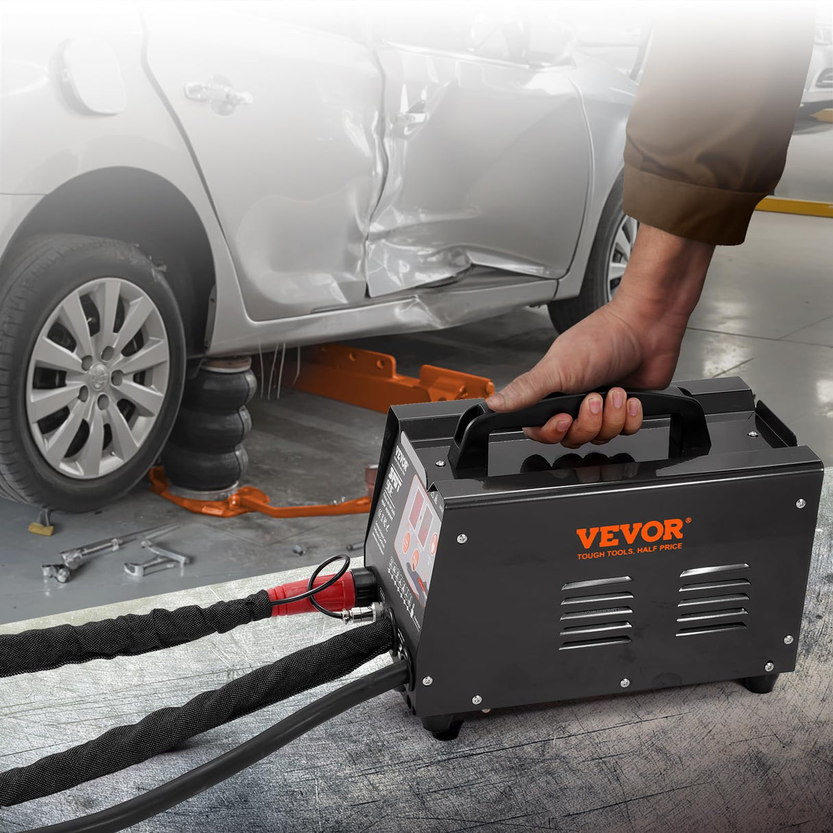 VEVOR Soldador por Puntos y Extractor de Abolladuras 3 kW Kit de Reparación de Abolladuras con Soldador de Pernos con 2 Pistolas de Soldadura 7 Modos Máquina de Reparación de Abolladuras para Autos