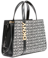 DKNY Avril Small Satchel Crossbody, 100% PVC con Forro De La PU Mujeres, Logotipo Negro y Negro