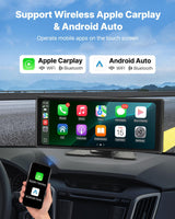 VEVOR Estéreo Inalámbrico HD para Coche, con Pantalla Táctil Compatible con Apple CarPlay y Android Auto, con Control de Voz, Enlace Espejo, Bluetooth, Navegación GPS, 245 x 97 x 30 mm, Negro