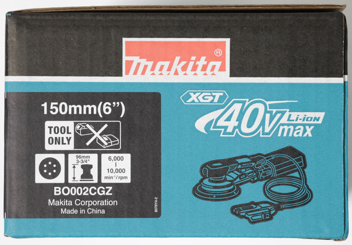 Makita BO002CGZ 40V Max Li-ion XGT 150mm Lijadora orbital aleatoria sin escobillas, baterías y cargador no incluidos
