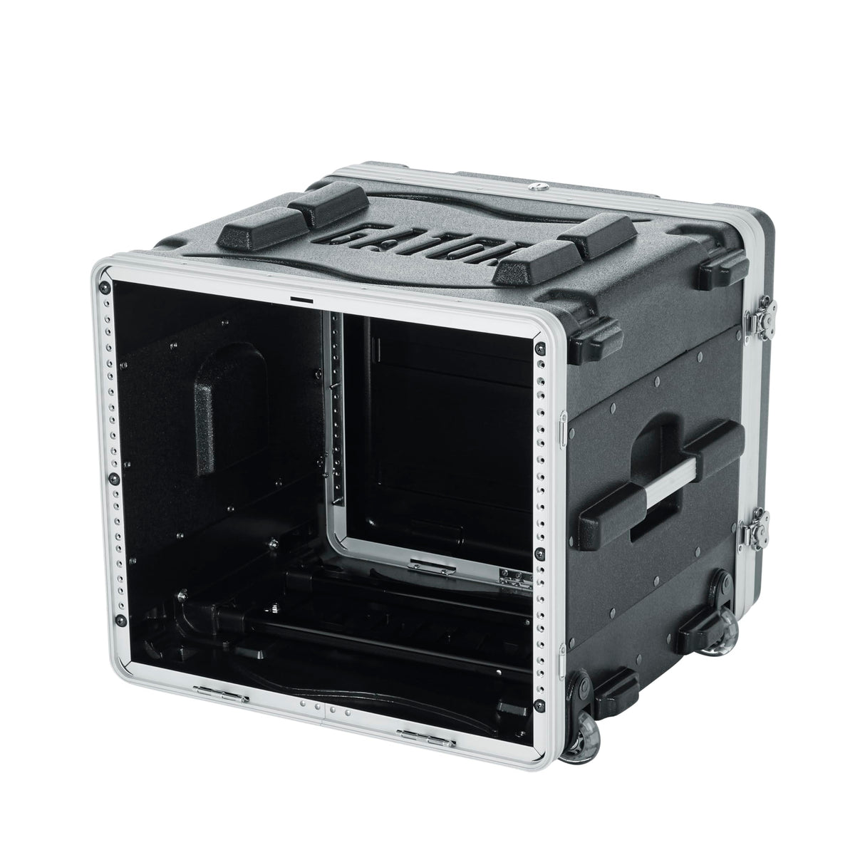 Gator Cases Rack ligero rodante 6U con pestillos resistentes, asa de remolque retráctil y ruedas empotradas; profundidad estándar 19.25', 6U (GRR-6L)