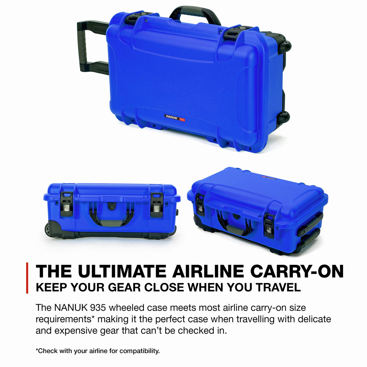 Nanuk 935 - Funda rígida Impermeable con Ruedas, Divisor Acolchado y Organizador de Tapa, Color Azul