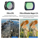 NEEWER Juego de 3 Filtros ND (ND2-32 Variable, CPL, Difusión Negra 1/4) y Lente Gran Angular 0.75X, Lente Macro 2X, Lente Anamórfica Azul 1.2X, Protectores Compatibles con dji Osmo Pocket 3, FL-B28