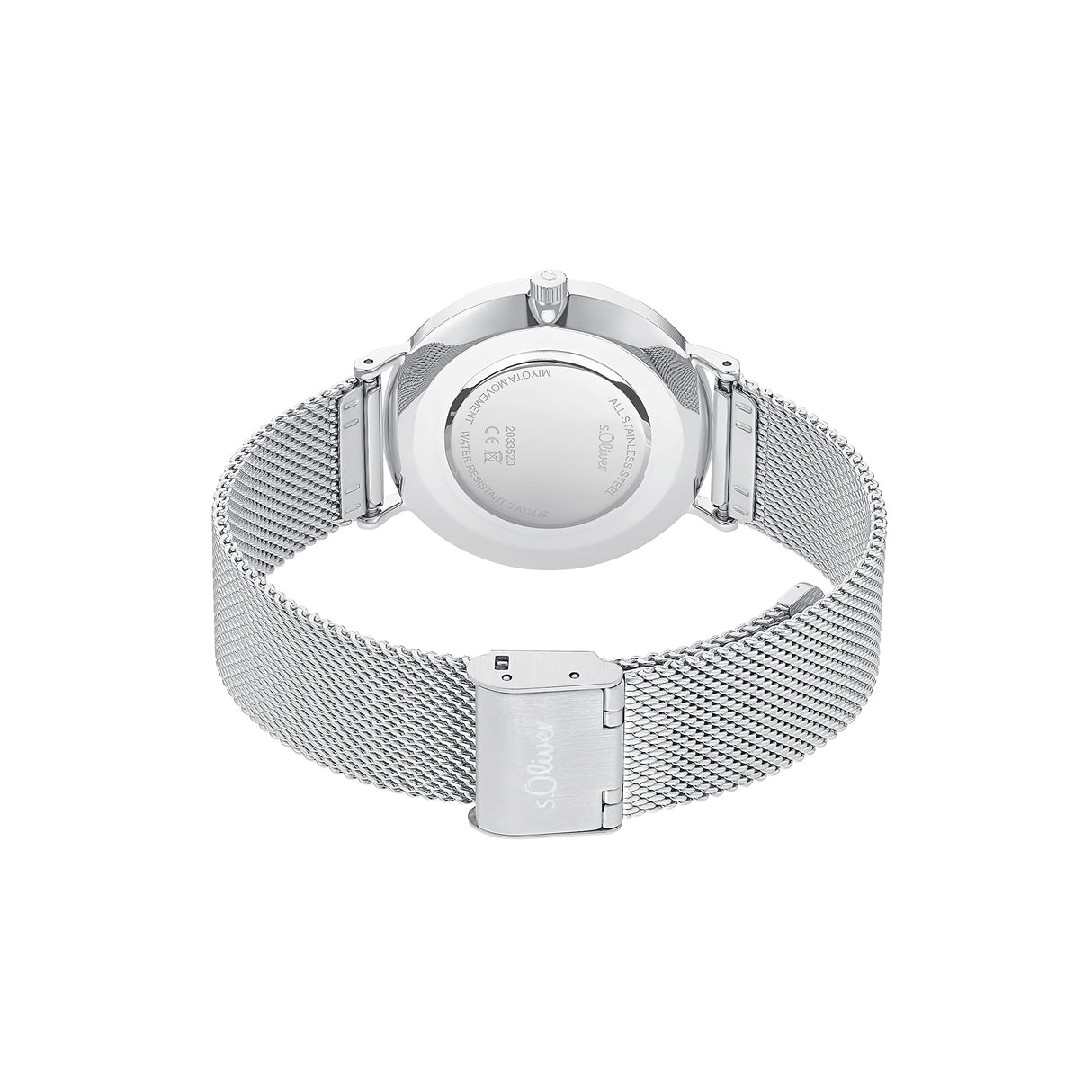 s.Oliver reloj de pulsera señoras reloj de cuarzo analógico, con brazalete de acero inoxidable, plata, 3 bar resistente al agua, viene en caja de regalo