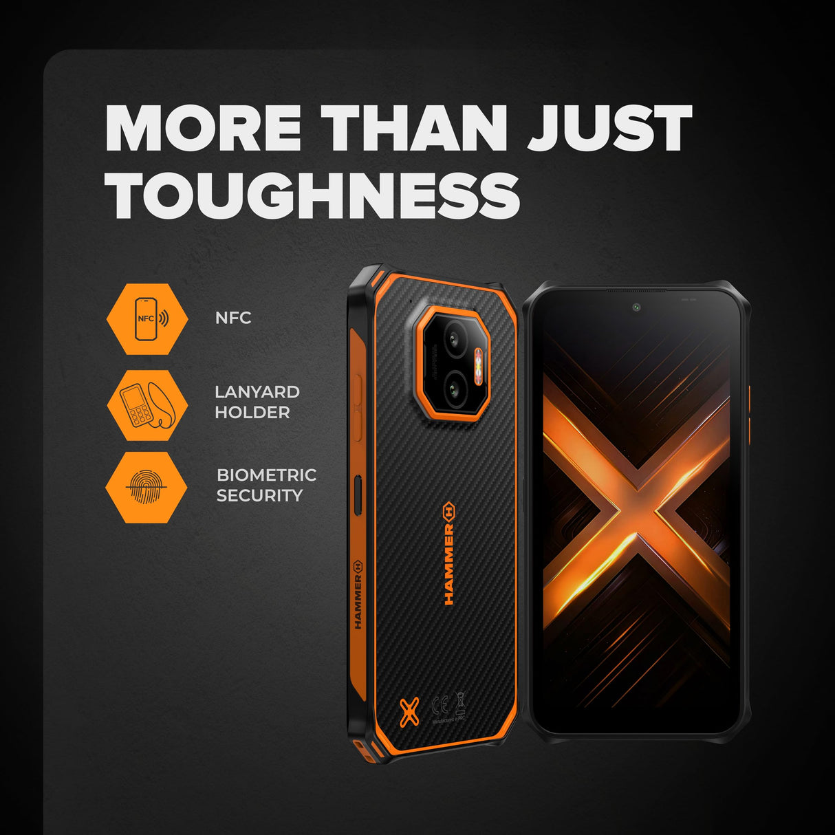 Hammer Energy X2 5G Smartphone Resistente Android 15, Teléfono Indestructible 6,1", IP69, 6 + 8 GB RAM, 128 GB de Almacenamiento, 5000 mAh, eSIM, 2 años de garantía