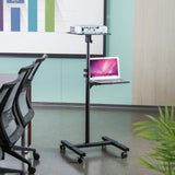 RICOO Soporte proyector Suelo Altura Regulable Elevador Ordenador portátil Universal CZ0800 Ruedas Bandeja Notebook Mesa para Laptop Negro