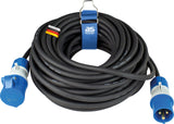 as - Schwabe - Cable alargador para exteriores CEE de 25 m con nuevo indicador de tensión powerlight, enchufe y toma de corriente CEE, 3 polos, 230 V /16 A, protección contra agua - IP44, negro
