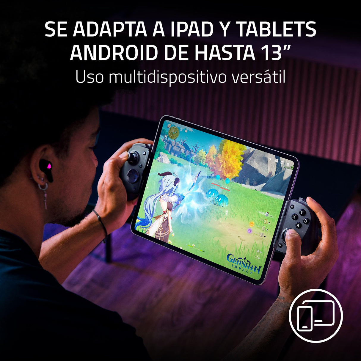 Razer Kishi V3 Pro XL - Mando gaming USB C para tablets de tamaño completo - iPads y tabletas Android de hasta 13" - Plug-and-Play - sticks analógicos (12 botones - háptica Sensa HD) Negro
