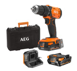 AEG BSB-18-G4 - Taladro de percusión (18 V, 2 pilas de 2,0 Ah, hasta 60 Nm de par y 30 400 c/min, con 24 ajustes de embrague, mandril de 13 mm, 2 velocidades: 0-500/0-1900 g/min