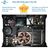 Dune HD MAX 8K, Full-Sized Reproductor Multimedia, Android TV Box, D Vision, Atmo, HDD Rack, Linear PSU, TCXO, Hi-Fi I2S-E Output, Hi-Fi S/PDIF Output, 8Gb/64Gb