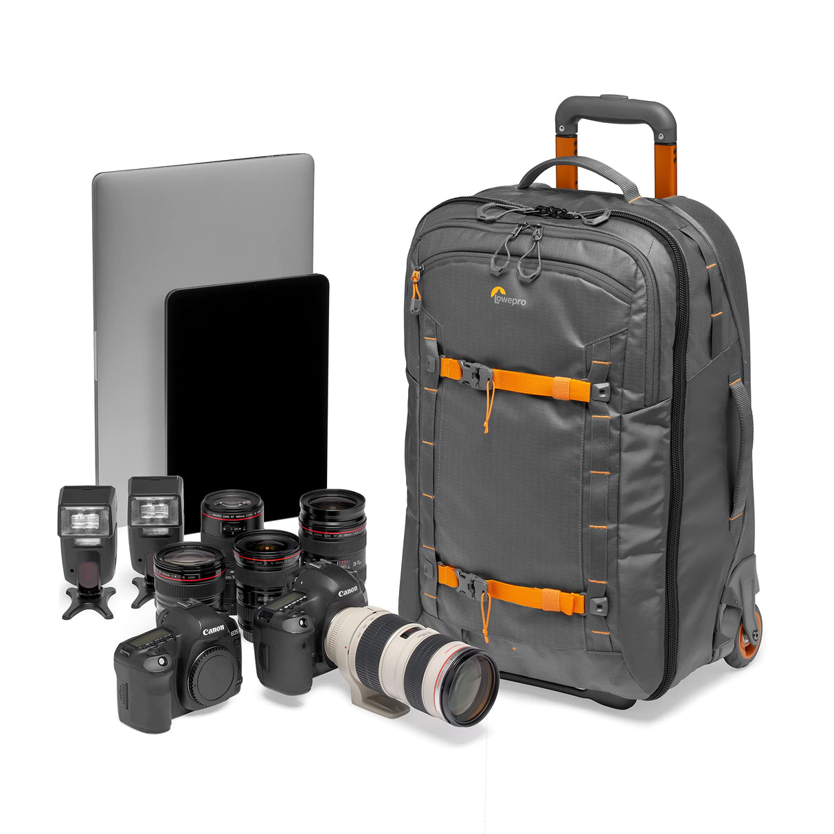Lowepro Whistler RL 400 AW II, Maleta con Ruedas Fotográfica con Tejido Reciclado, Ruedas Resistentes, Todos los Clima, Cámara Profesional, Espacio para Portátil de 15", Cámara Mirrorless/DSLR, Gris