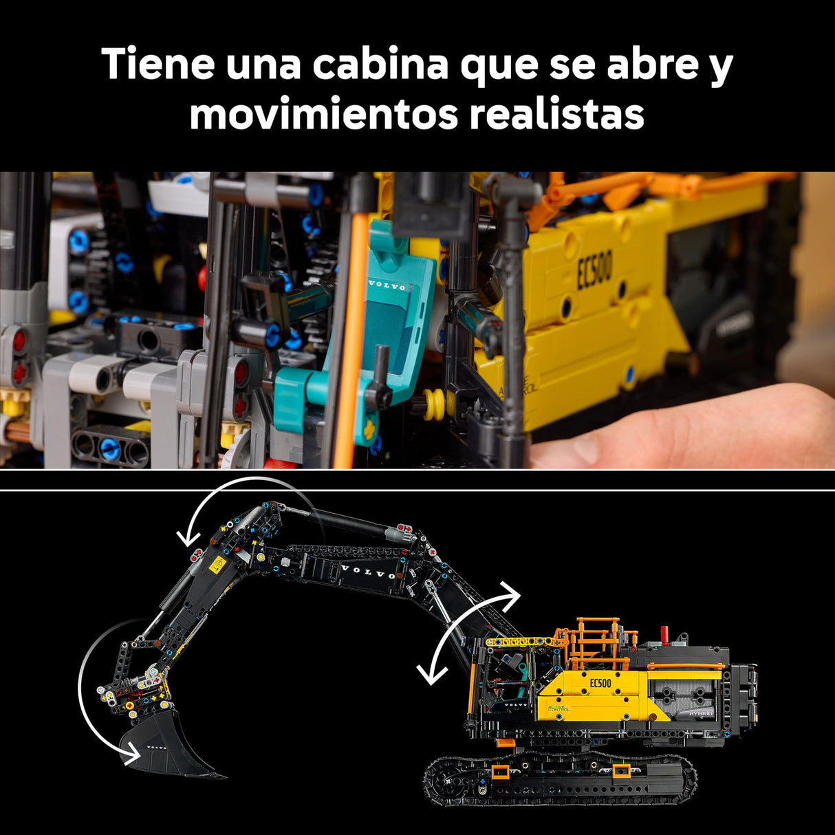 LEGO Technic Excavadora Volvo EC500 Hybrid - Kit de Maquetas para Adultos de Vehículo de Obra Motorizado con Brazo Móvil, Orugas, Martillo y Pala - Idea de Regalo para Hombres 42215