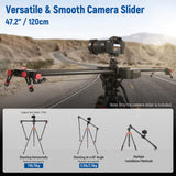 NEEWER 47,2”/120cm Deslizador de Cámara Motorizado, Control Inalámbrico de App Deslizador de Riel Dolly de Fibra de Carbono, Admite Modo de Video, Fotografía de Lapso de Tiempo, Horizontal (ER1-120)