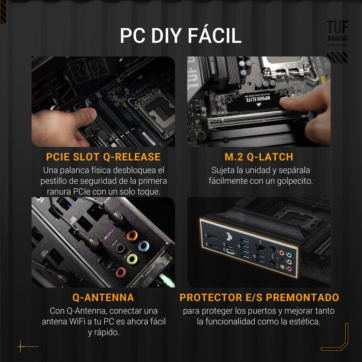 ASUS TUF Gaming B860M-PLUS WiFi, Placa Base Intel mATX, 12+1+2+1 80A etapas de alimentación DrMOS, DDR5, PCIe 5.0, 3 Ranuras M.2, Wi-Fi 7, Realtek 2.5Gb Ethernet, DisplayPort, HDMI, USB 20Gbps Tipo-C