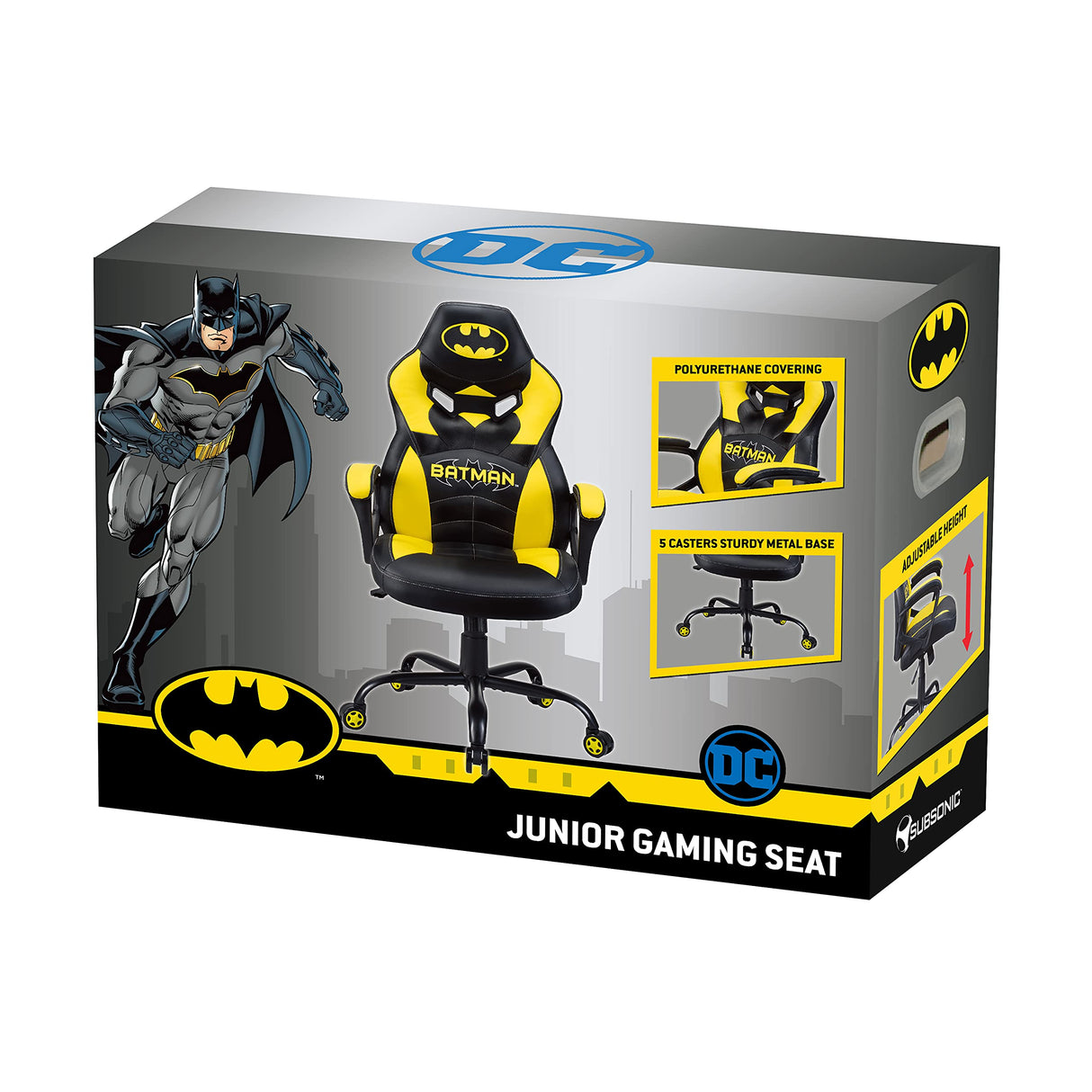 Subsonic - Batman - Silla Gaming Junior - Asiento Gamer para Escritorio Poliuretano - Sillon De Oficina - Licencia Oficial DC Comics (Windows 8)