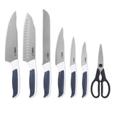 Zyliss E920263 Comfort Juego de Cuchillos de Cocina 7 Piezas, Acero Inoxidable Japonés, Mango Gris/Blanco, Set de Cuchillos Cocina con Portacuchillos, Apto Para Lavavajillas