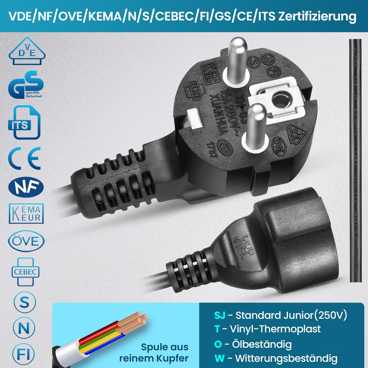Himimi Carrete de cable automático de 15m + 1m, 1500W ~ 3000W tambor de cable, recogecables montaje en pared 180°, giratorio para montaje en pared con soporte de montaje