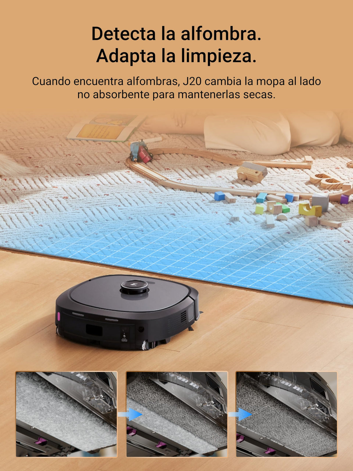 Eureka J20 Robot Aspirador y Fregasuelos, Succión de 8000Pa, Diseño de Mopa con Secado Automático, Evitación de Obstáculos, Detección de Alfombras, Estación Base Autolimpiable, Control por Voz