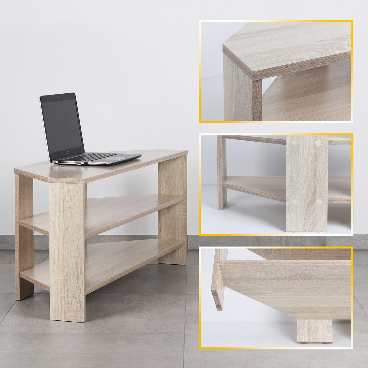 RICOO Mueble TV Salon 110 x 45 x 36 cm WM069-ES Mesa televisión pequeña Roble marrón Sonoma