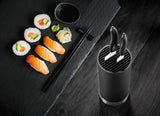 Kyocera KB-RD BK 2KN EU, Juego de cuchillos, Cuchillo utilitario de 11 cm, Cuchillo Santoku de 14 cm, bloque de cuchillo redondo para hasta 8 cuchillos, hoja de cerámica de circonio afilada