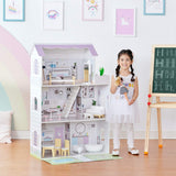Olivia's Little World Grande Casa de Muñecas de Madera con 3 Niveles con Jardín para Niños y 16 Accesorios y Muebles para Muñecas de 30 cm