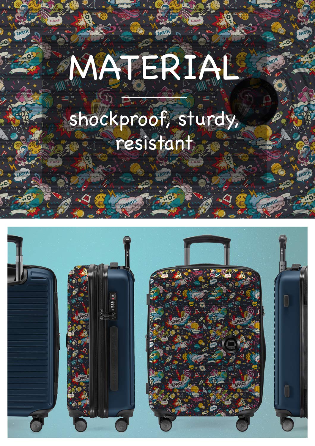 HAUPTSTADTKOFFER Mitte - Equipaje de Mano 55x40x23, TSA, 4 Ruedas, Maleta de Viaje, Rígida, con Ruedas, de Mano, de Cabina, Espacio Negro