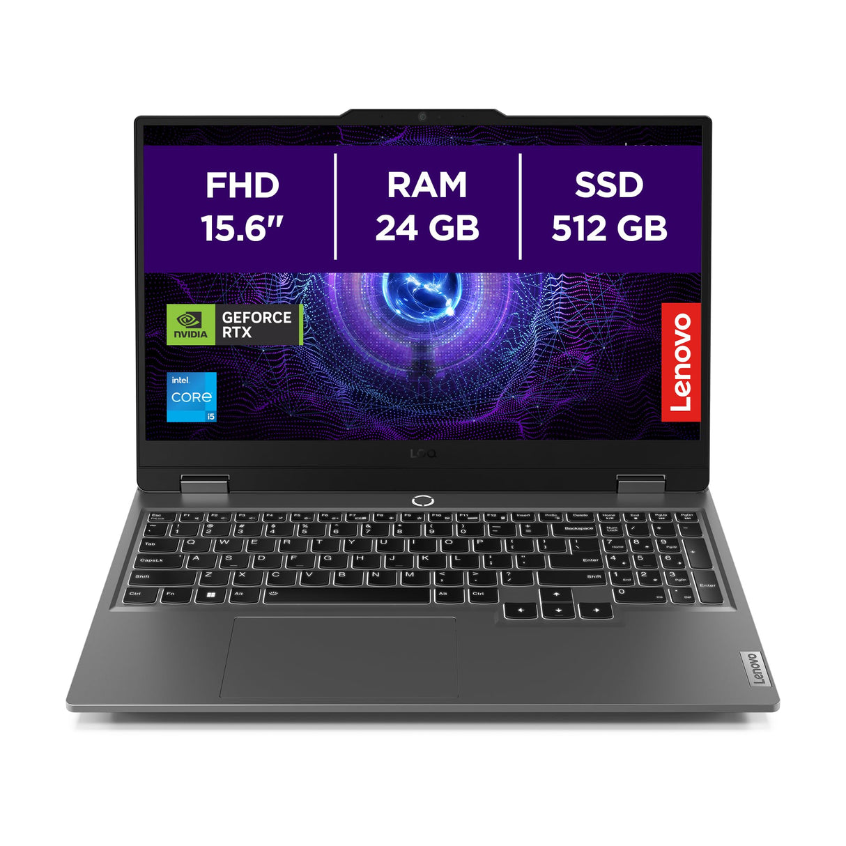 Lenovo LOQ Gen 9 - Ordenador Portátil Gaming IA 15.6" FHD, 144 Hz (Intel Core i5-12450HX, NVIDIA GeForce RTX 3050, 24 GB RAM, 512 GB SSD, Wi-Fi 6, Sin Sistema Operativo) Teclado QWERTY Español - Gris