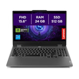 Lenovo LOQ Gen 9 - Ordenador Portátil Gaming IA 15.6" FHD, 144 Hz (Intel Core i5-12450HX, NVIDIA GeForce RTX 3050, 24 GB RAM, 512 GB SSD, Wi-Fi 6, Sin Sistema Operativo) Teclado QWERTY Español - Gris